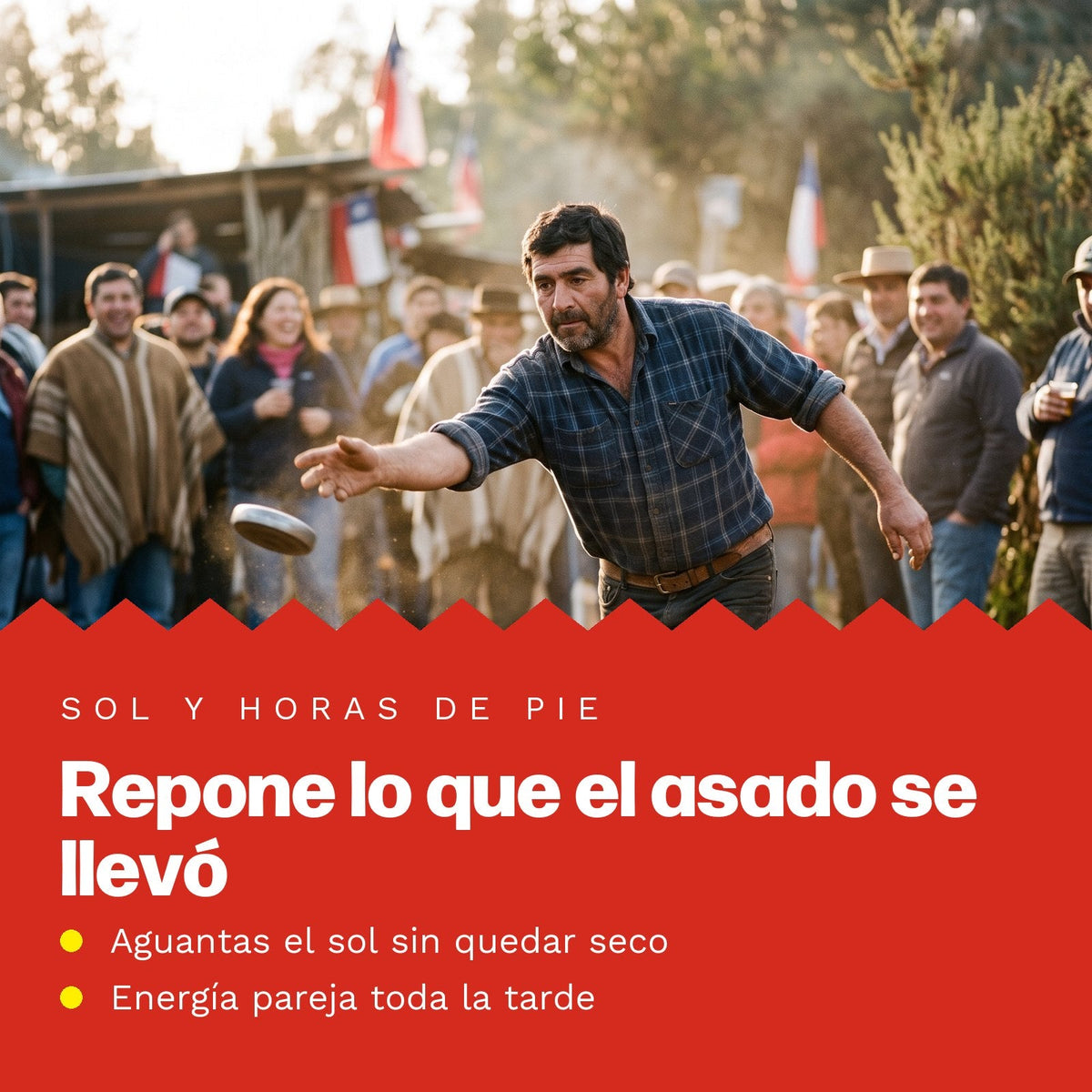 Rayuela al sol: repone lo que el asado se llevó, aguantas el sol sin quedar seco con energía pareja toda la tarde